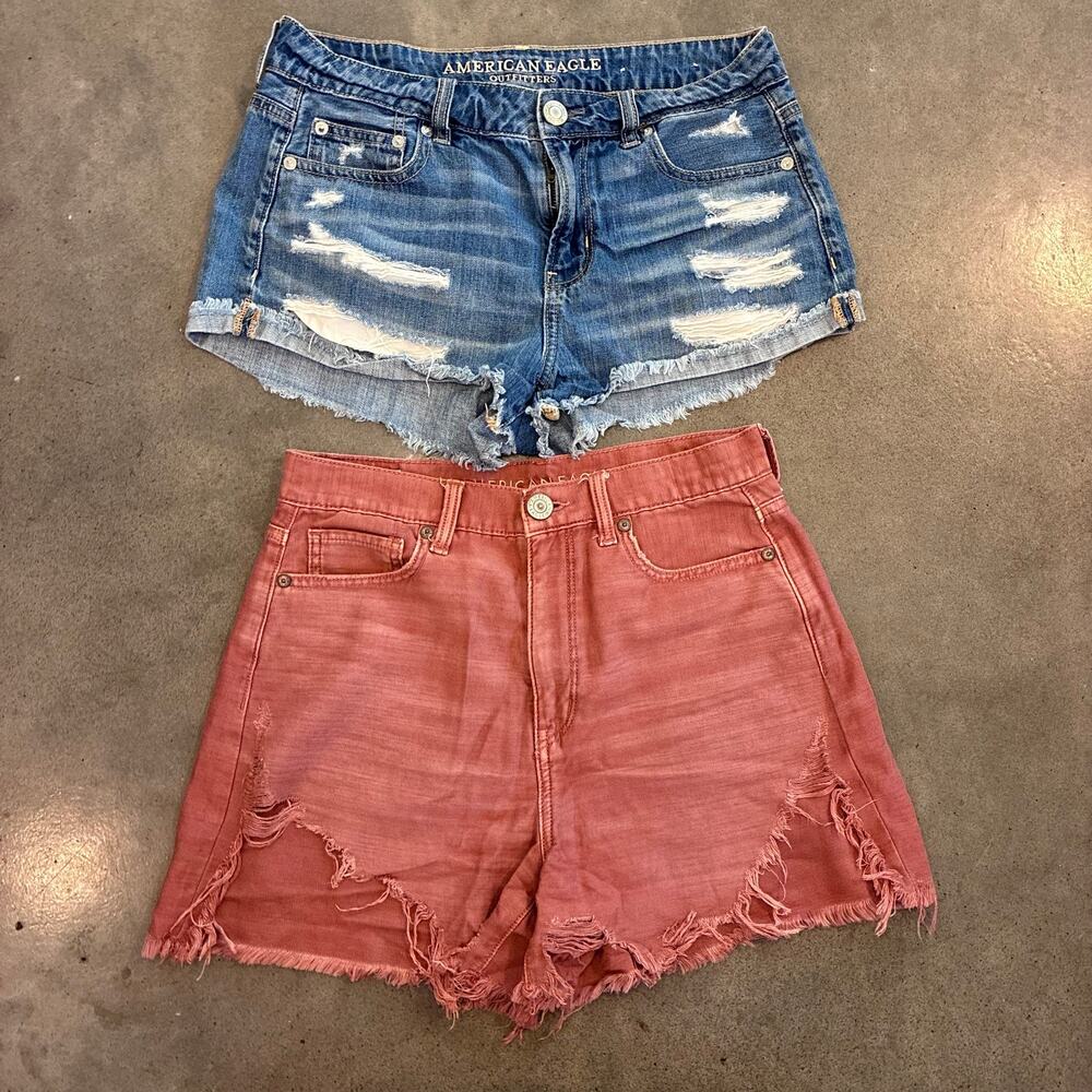 American Eagle Tomgirl Shortie High rise mom shorts rusty red bundle size 4